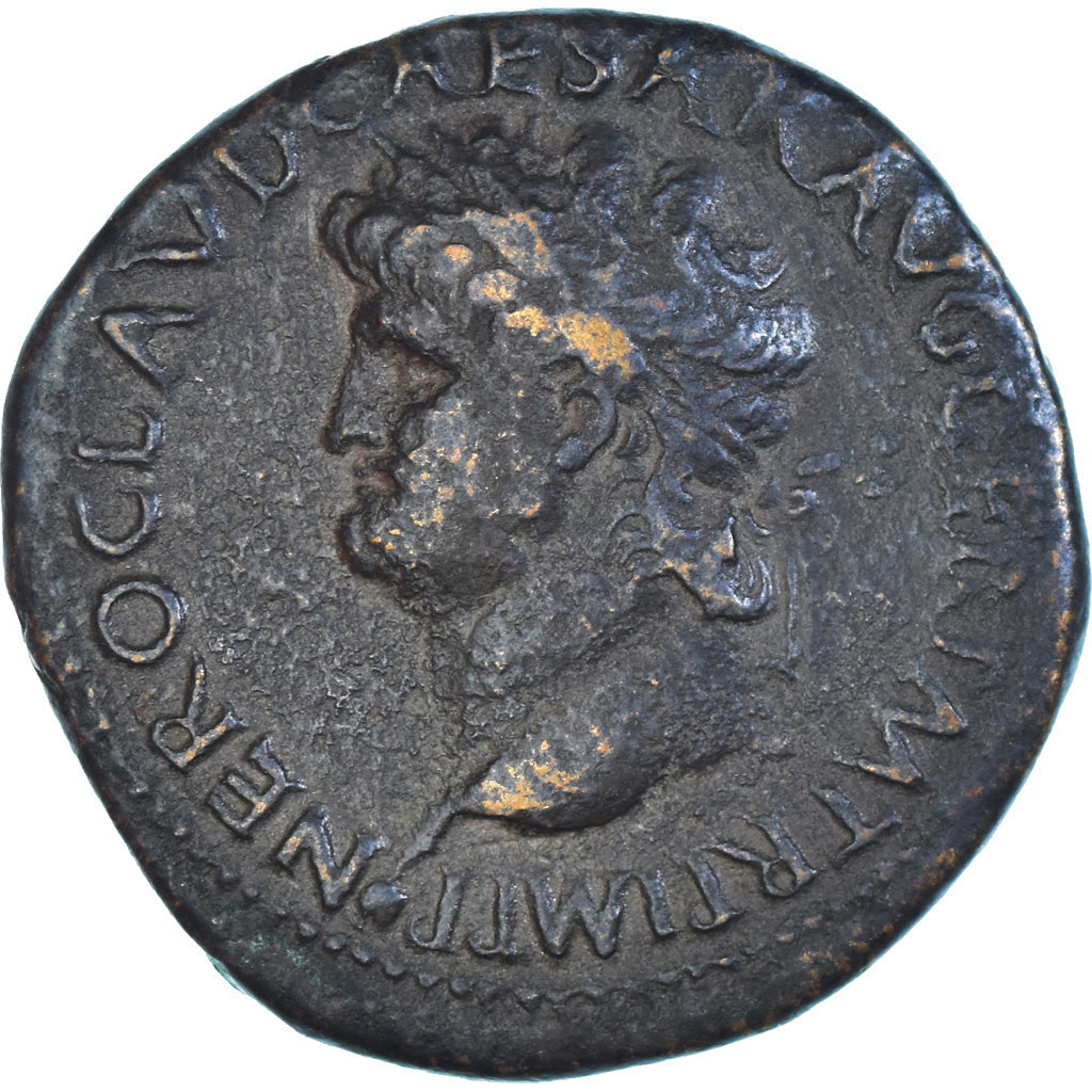 Nero, Dupondius, 62-68, Lugdunum, Bronze, VF(30-35), RIC:405