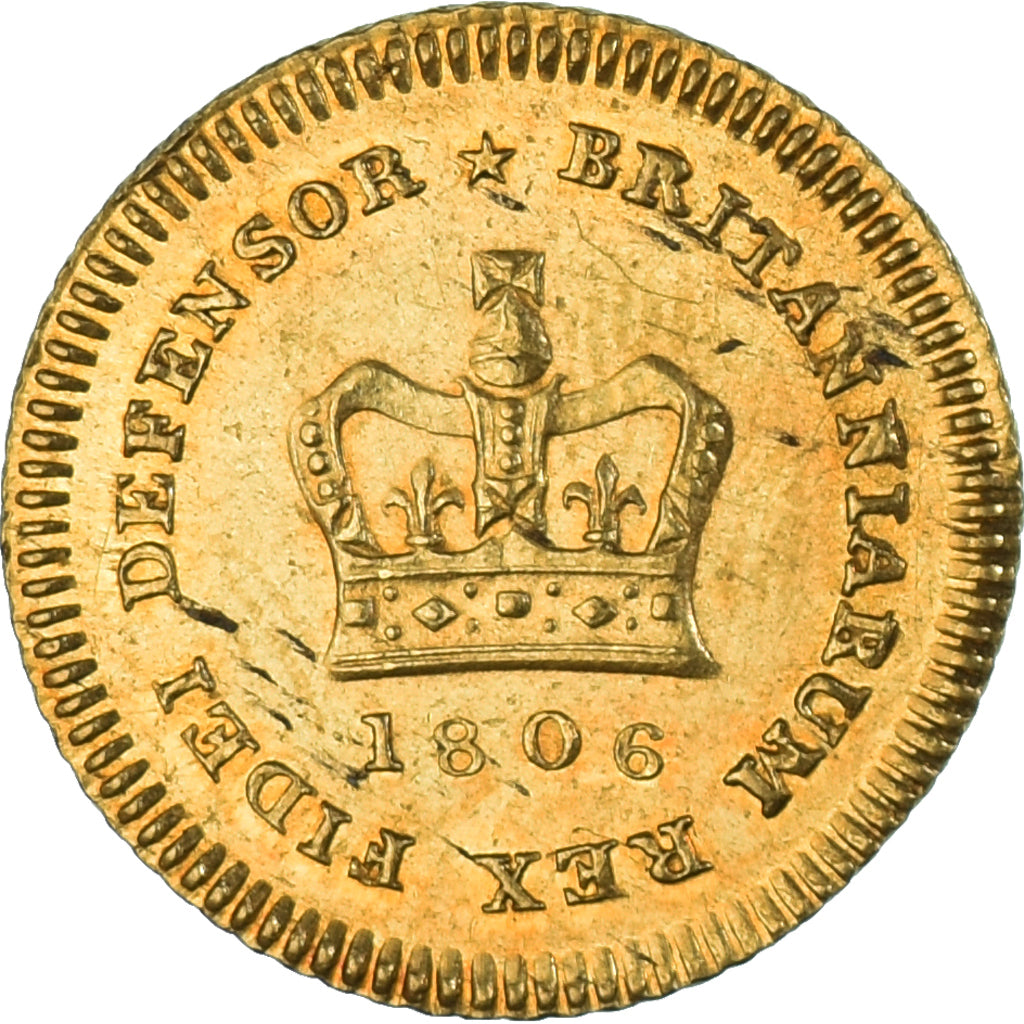 Great Britain, George III, 1/3 Guinea, 1806, London, Gold, AU(50-53)