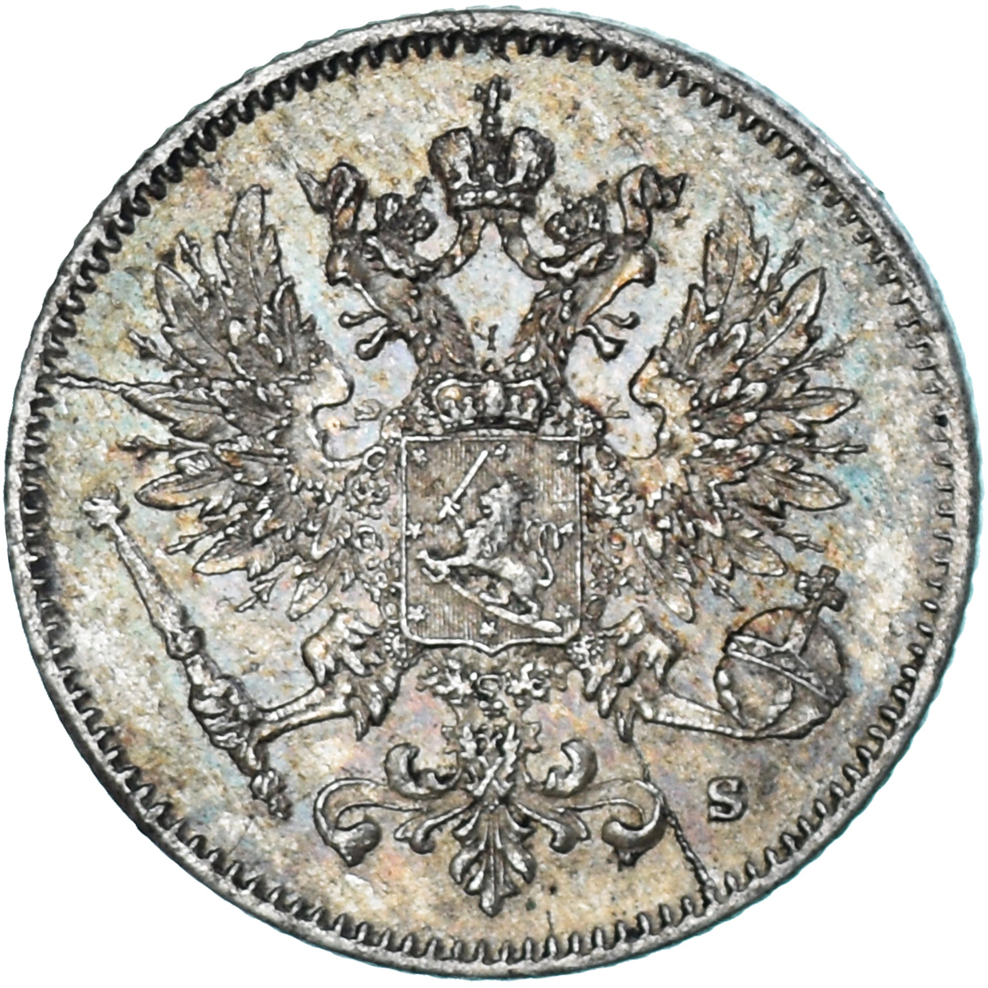 Moneda, Finlandia, Nicholas II, 25 Penniä, 1916, Helsinki, EBC, Plata, KM:6.2