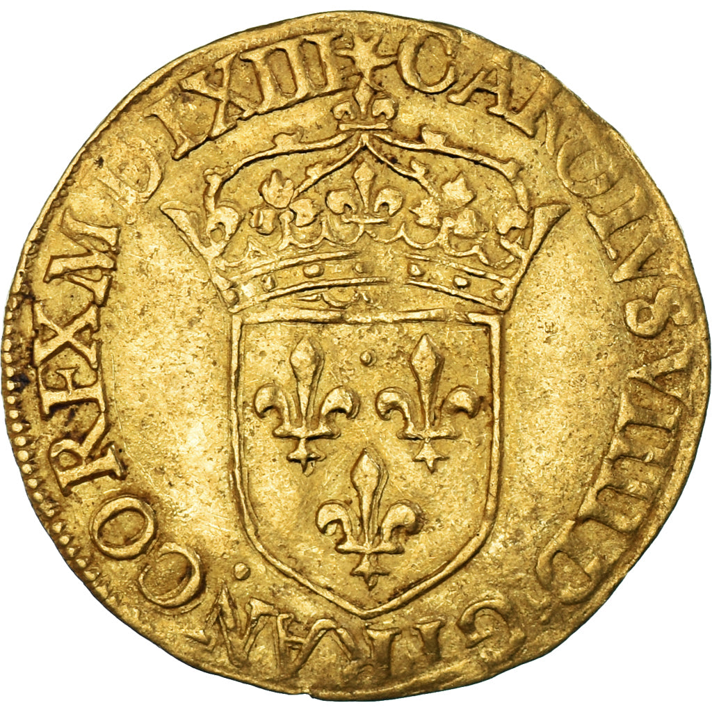 Francia, Charles IX, Écu d'or au soleil, 1563, Paris, Oro, BB+, Duplessy:1057