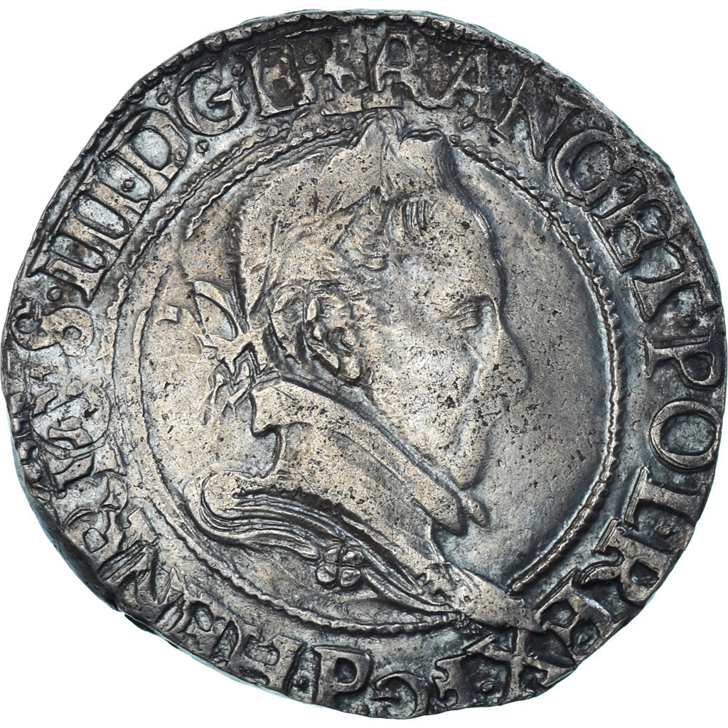 Coin, France, Henri III, Franc au Col Plat, 1578, Dijon, Tréflée, VF(30-35)