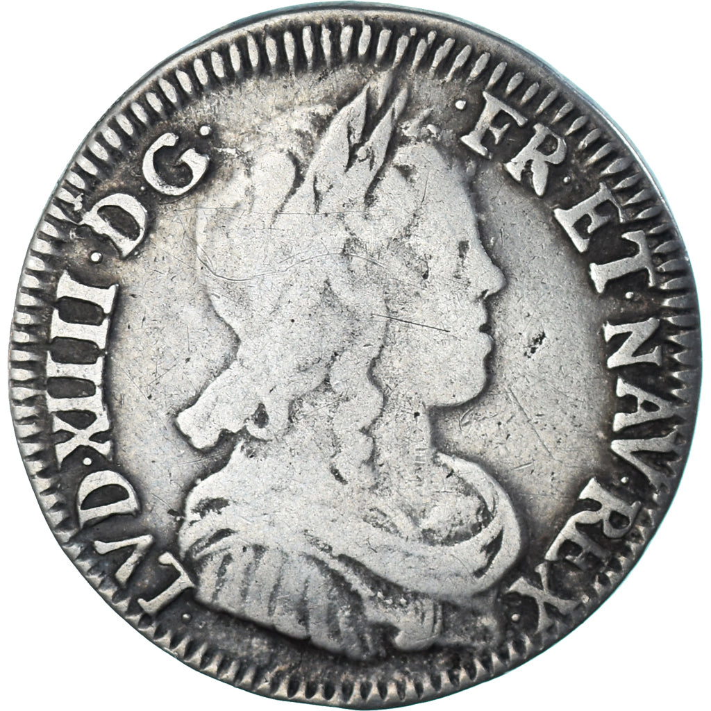 Münze, Frankreich, Louis XIV, 1/4 Écu à la mèche longue, 1652, Bayonne, S+