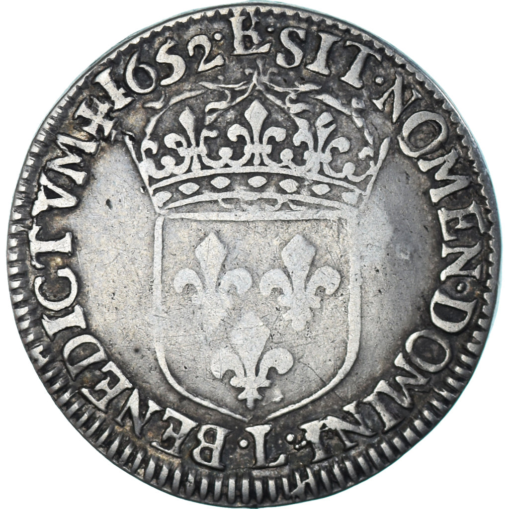 Münze, Frankreich, Louis XIV, 1/4 Écu à la mèche longue, 1652, Bayonne, S+