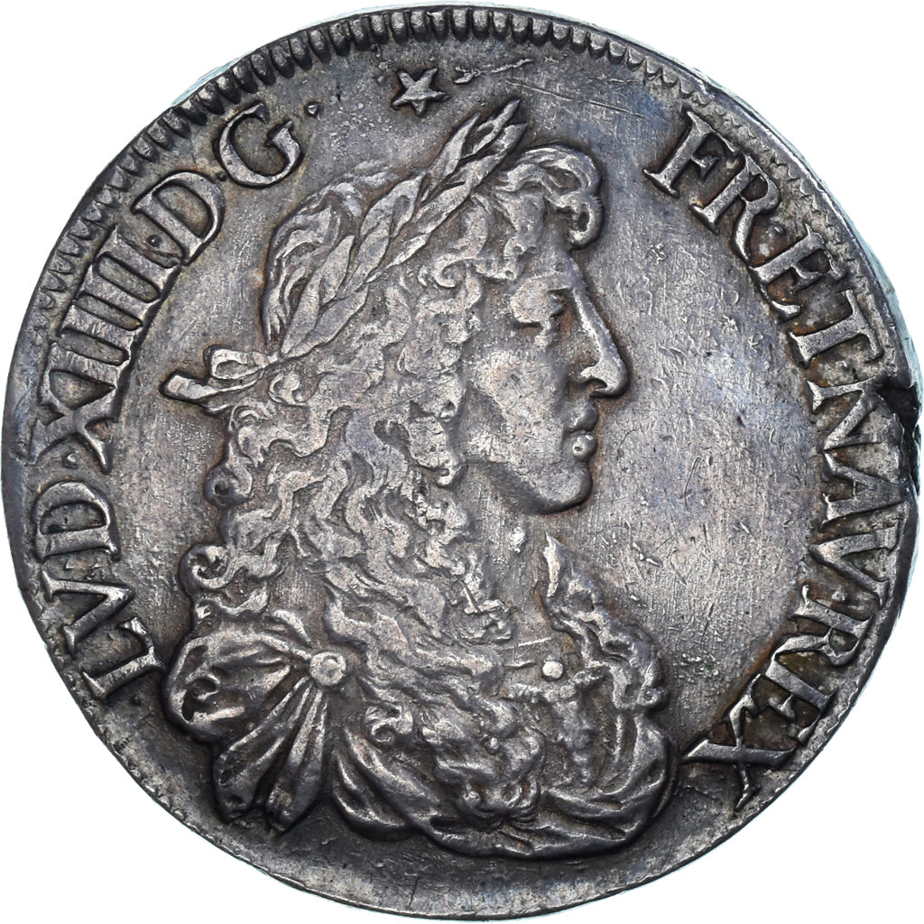 Frankrijk, Louis XIV, Écu au portrait apollinien, 1665, Rennes, Zilver, ZF