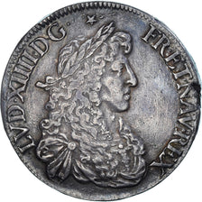 Frankrijk, Louis XIV, Écu au portrait apollinien, 1665, Rennes, Zilver, ZF