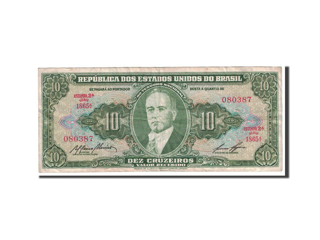 Banknote, Brazil, 10 Cruzeiros, 1953, Undated, KM:159e, EF(40-45)