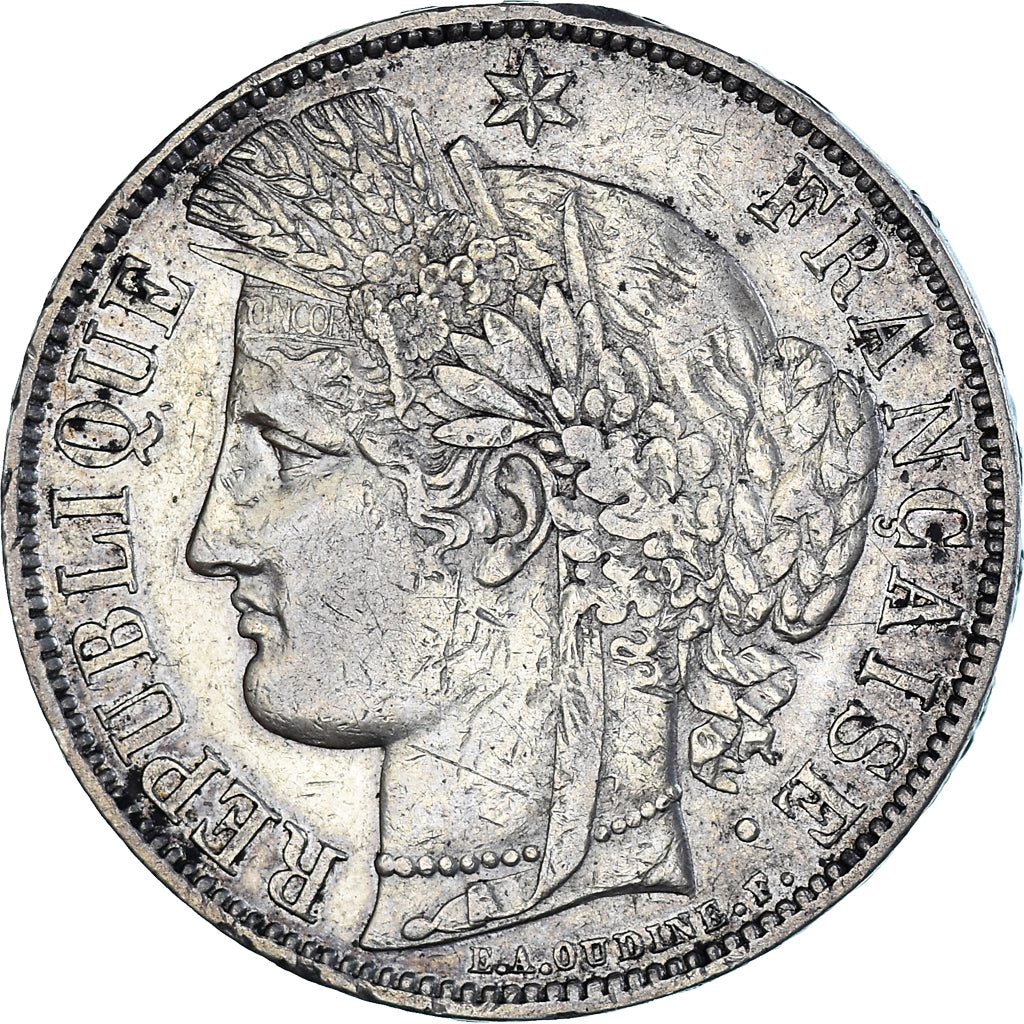 Moneta, Francia, Cérès, 5 Francs, 1870, Paris, Différent Ancre, BB+, Argento