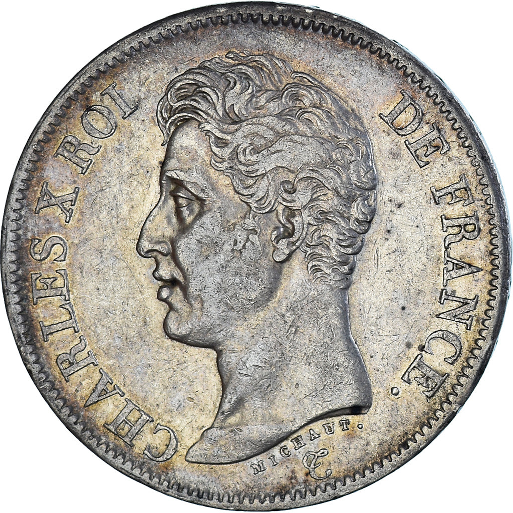 Moneda, Francia, Charles X, 5 Francs, 1825, Lille, MBC+, Plata, KM:720.13