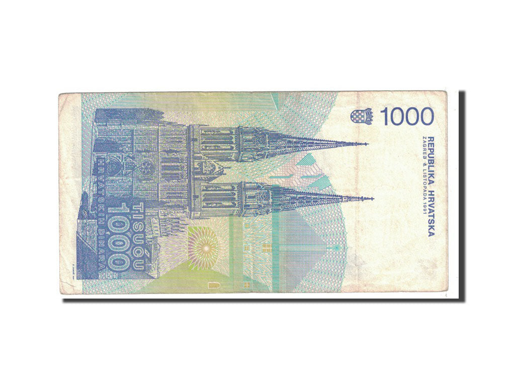 Banknote, Croatia, 1000 Dinara, 1991, 1991-10-08, KM:22a, EF(40-45)