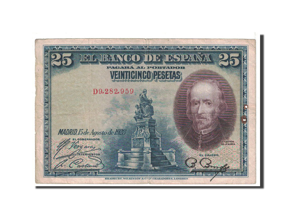 Banknote, Spain, 25 Pesetas, 1928, 1928-08-15, KM:74b, EF(40-45)