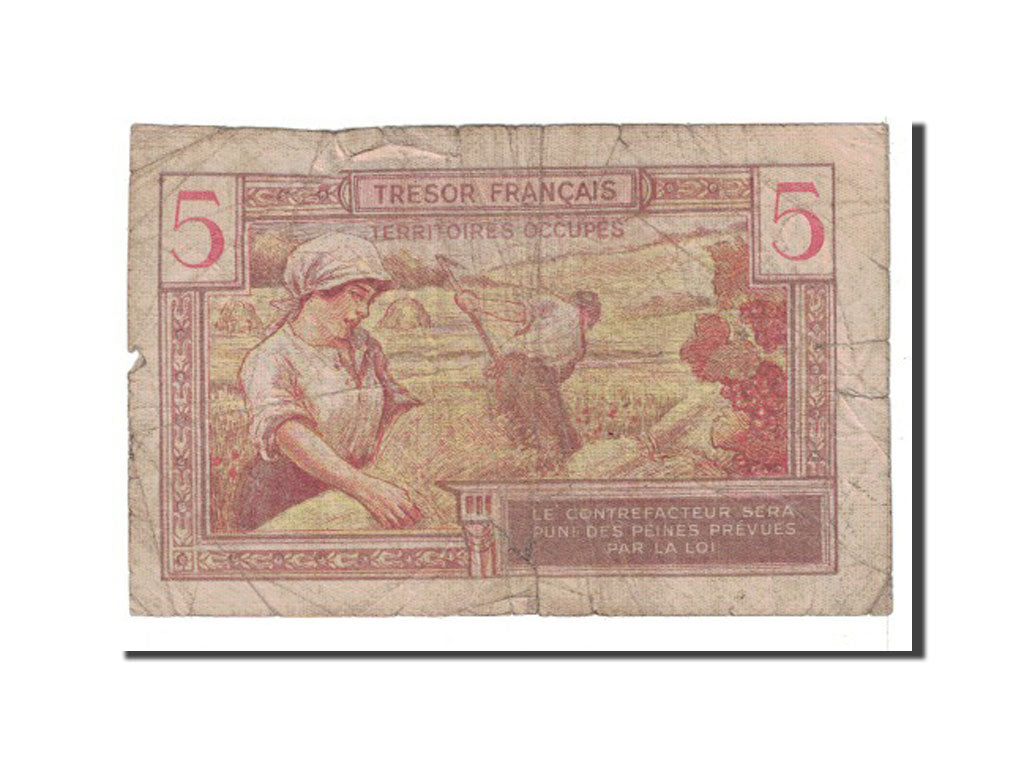 Banknot, Francja, 5 Francs, 1947, Undated, VF(30-35), Fayette:VF29.1, KM:M6a