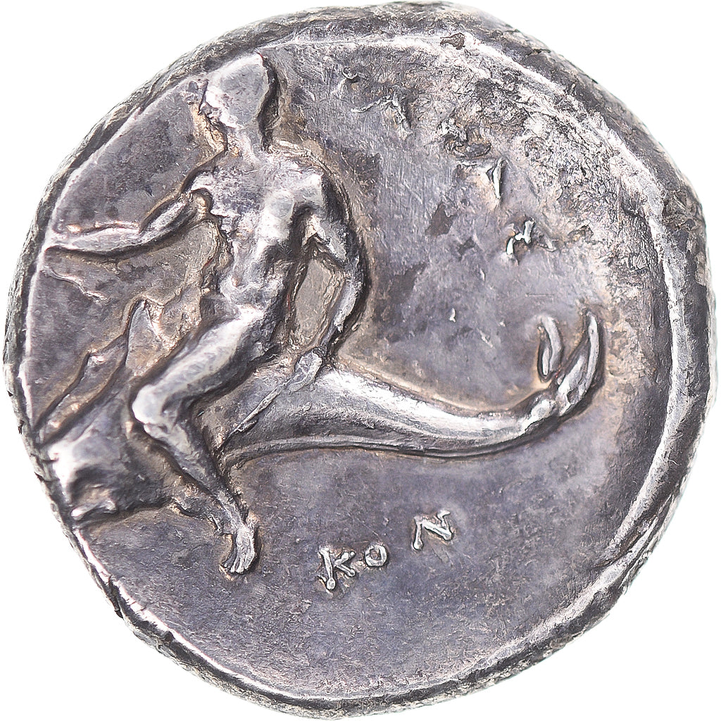 Moeda, Calábria, Nomos, ca. 332-302 BC, Tarentum, EF(40-45), Prata, HGC:1-808
