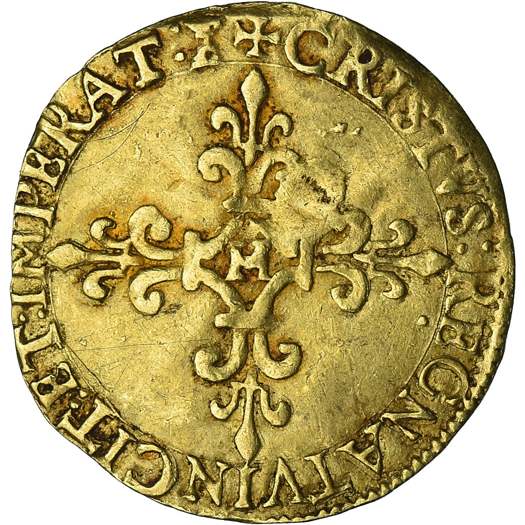 França, Charles IX, Écu d'or au soleil, 1567, La Rochelle, Dourado, VF(30-35)