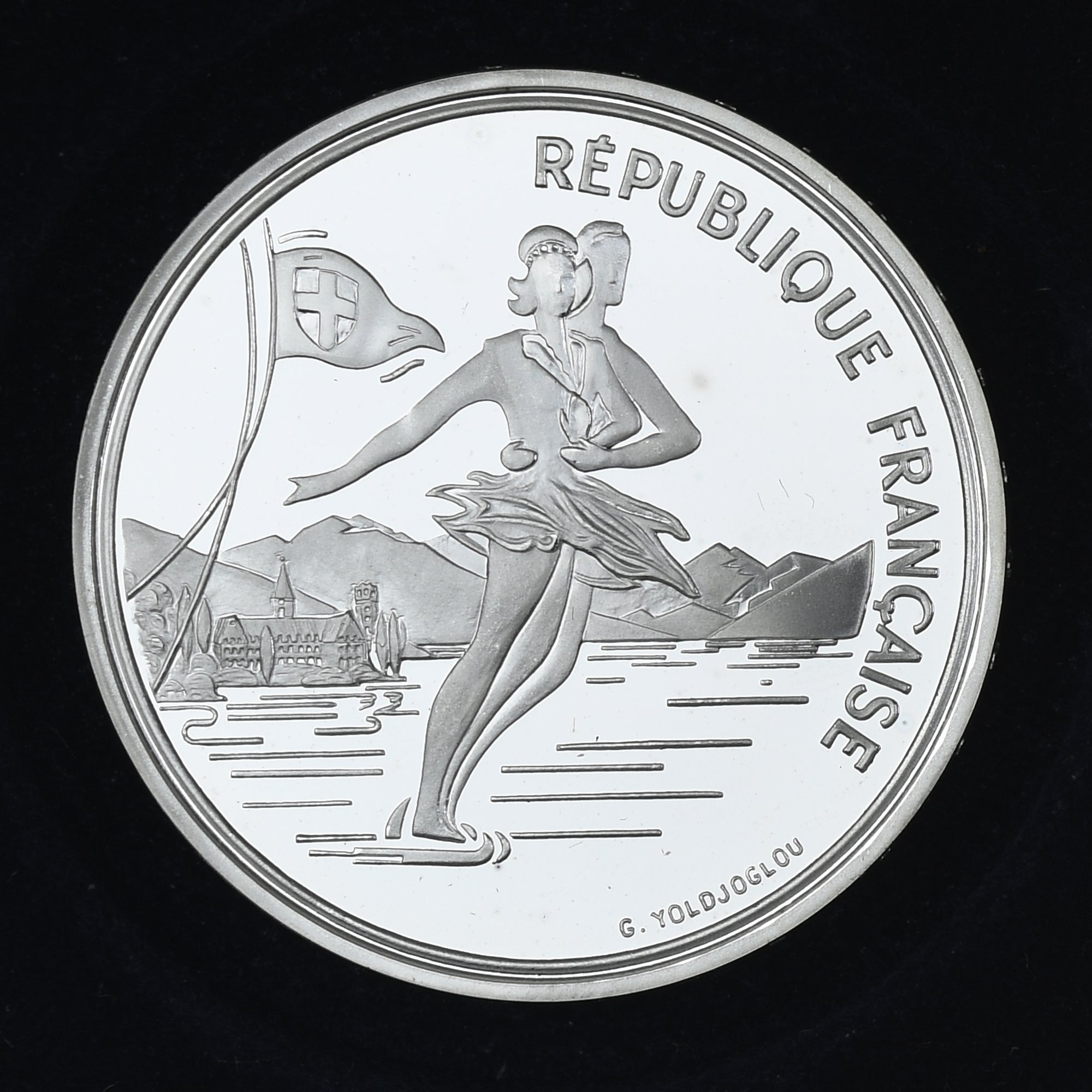 Moneta, Francia, 1992 Olympics, Albertville, Figure skating, 100 Francs, 1992