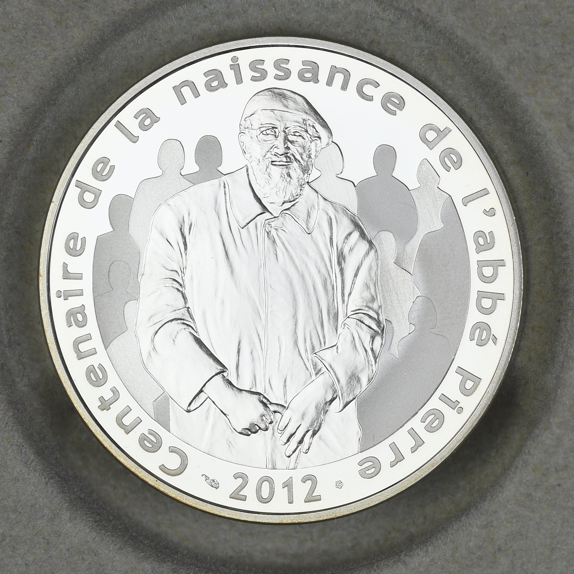 France, 10 Euro, abbé Pierre, 2012, Monnaie de Paris, BE, MS(65-70), Silver