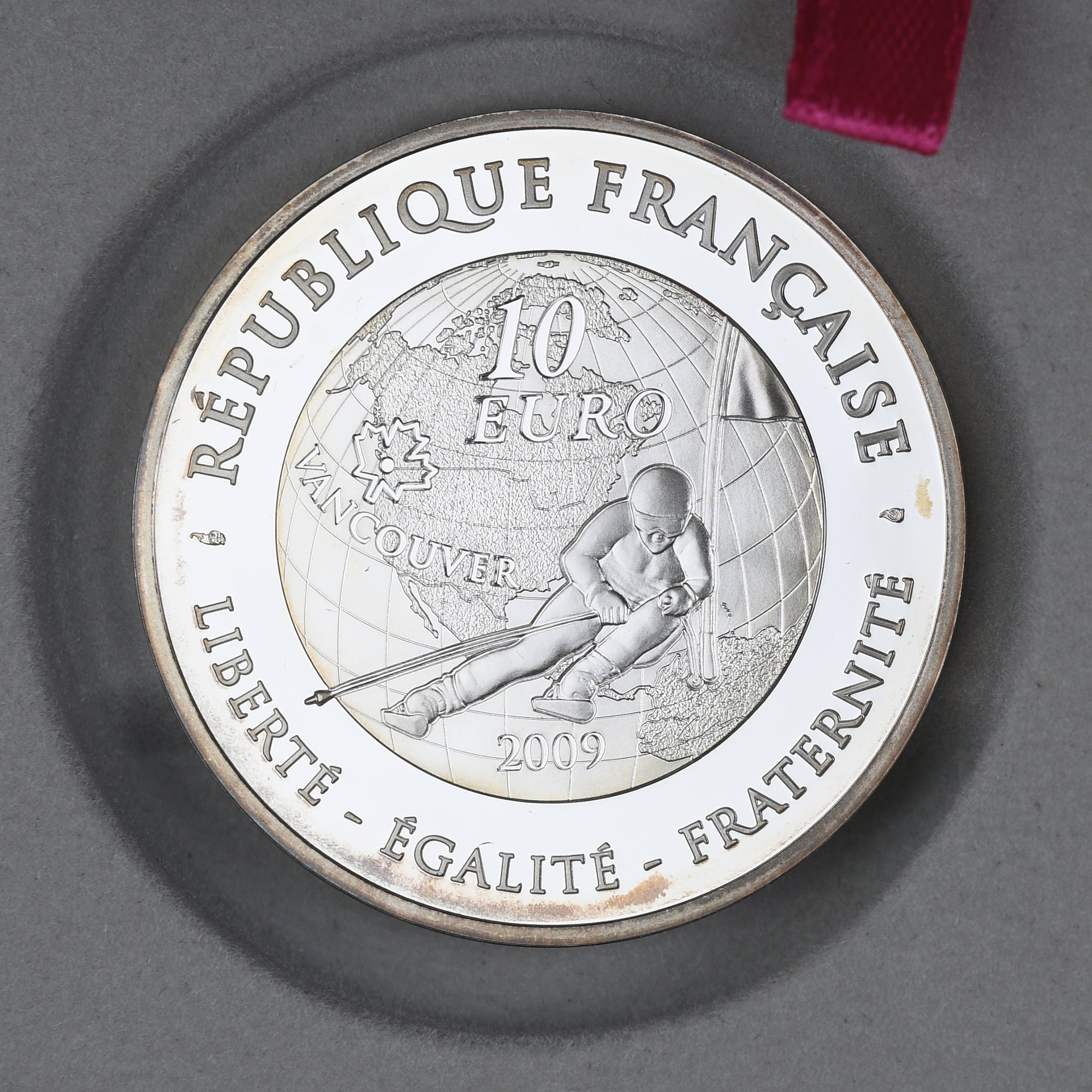 Francia, 10 Euro, Jeux d'Hiver - Ski Alpin, 2009, Monnaie de Paris, BE, FDC