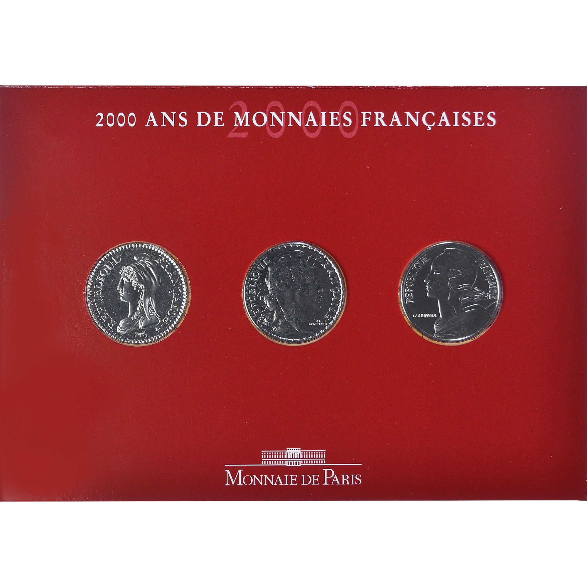 Francia, Coffret 3x 5 Francs, 2000 Ans de Monnaies Françaises (3/3), 2000