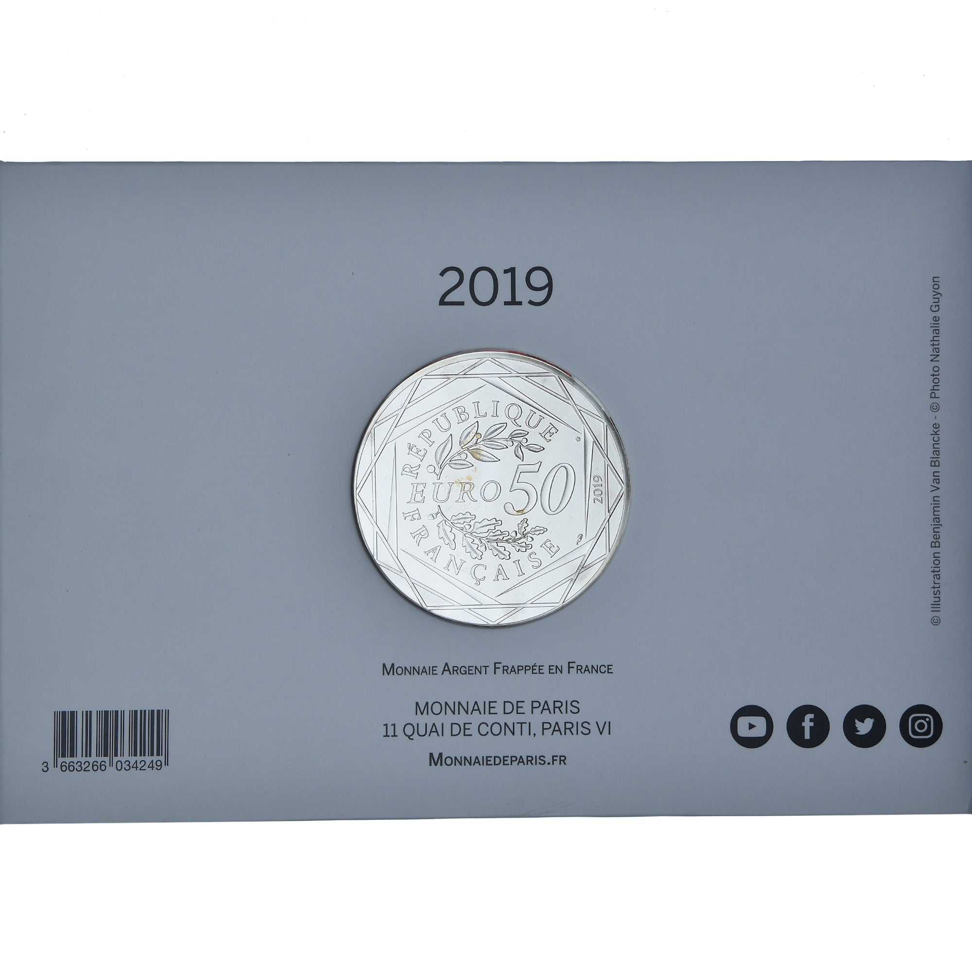 France, 50 Euro, Pièce d'Histoire - Le Drapeau Français, 2019, Monnaie de