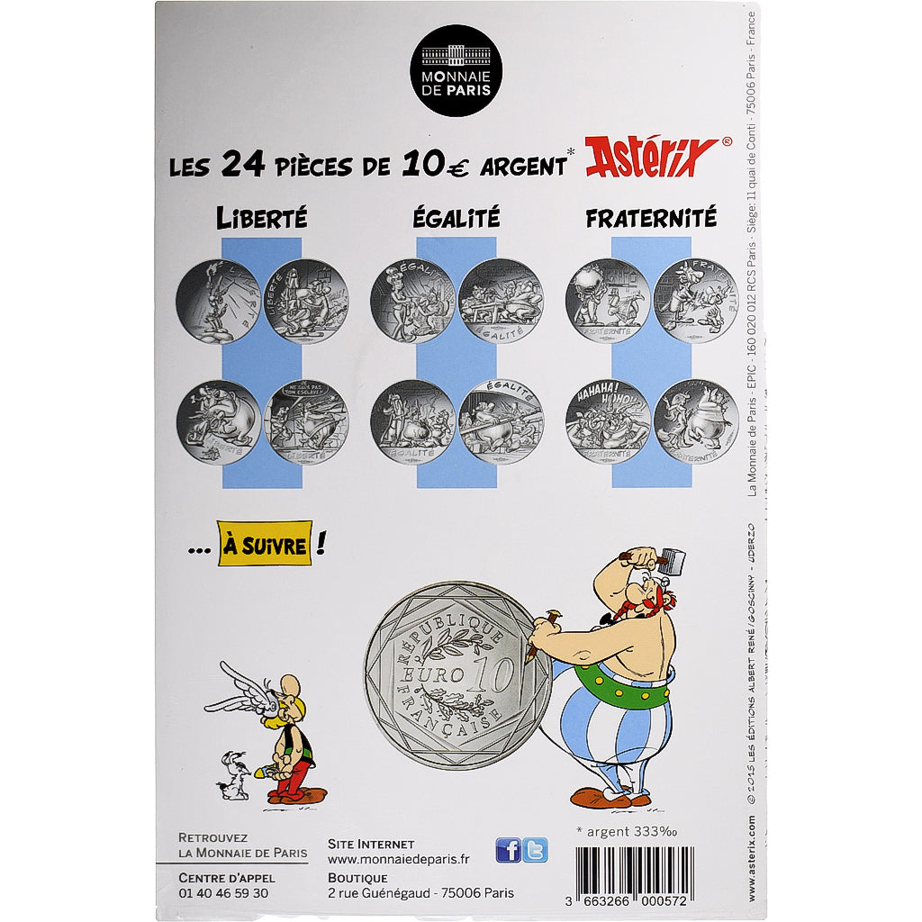 France, 10 Euro, Astérix Égalité (Le devin), 2015, Monnaie de Paris