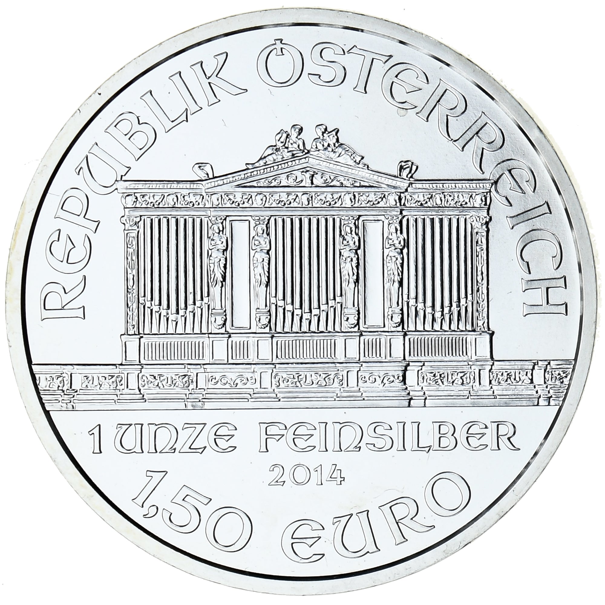 Autriche, 1-1/2 Euro / 1 Oz, Vienna Philharmonic, 2014, SPL+, Argent