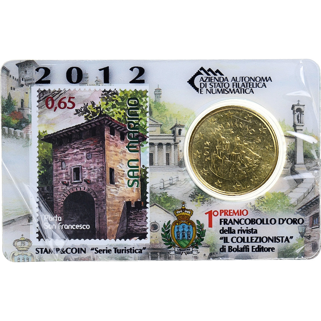 San Marino, 50 Euro Cent, Porta San Francesco, 2012, Rome, Coin card.FDC, STGL
