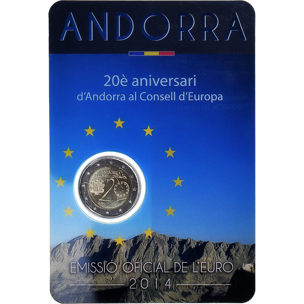 Andorra, 2 Euro, Conseil de l'Europe, 2014, Coin card, MS(65-70), Bi-Metallic