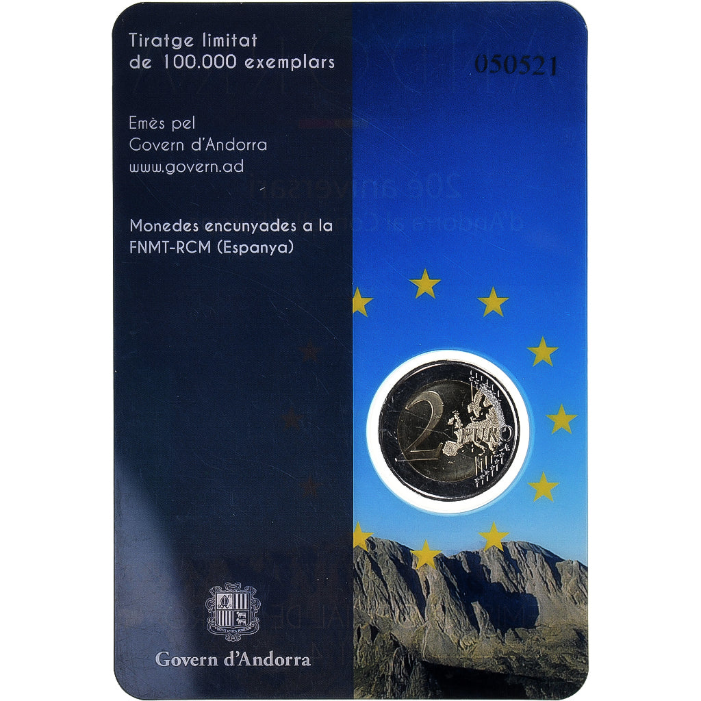 Andorra, 2 Euro, Conseil de l'Europe, 2014, Coin card, MS(65-70), Bi-Metallic