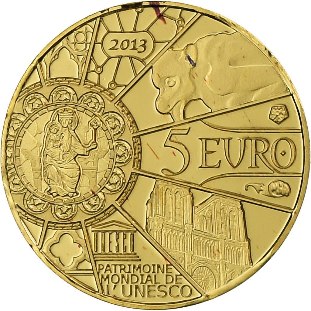 France, 5 Euro, Notre-Dame de Paris, 2013, Paris, Or, FDC