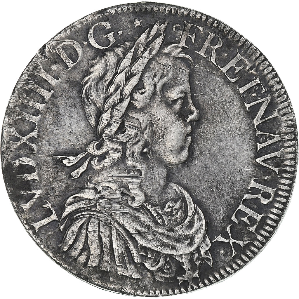 Frankrijk, Louis XIV, Écu à la mèche longue, 1652, Troyes, ZF+, Zilver