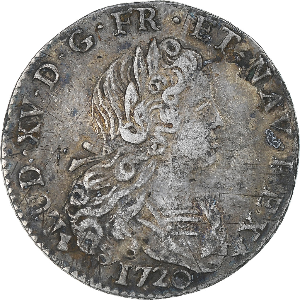 France, Louis XV, Petit Louis d'Argent, 1720, Rennes, TB+, Argent, Gadoury:305