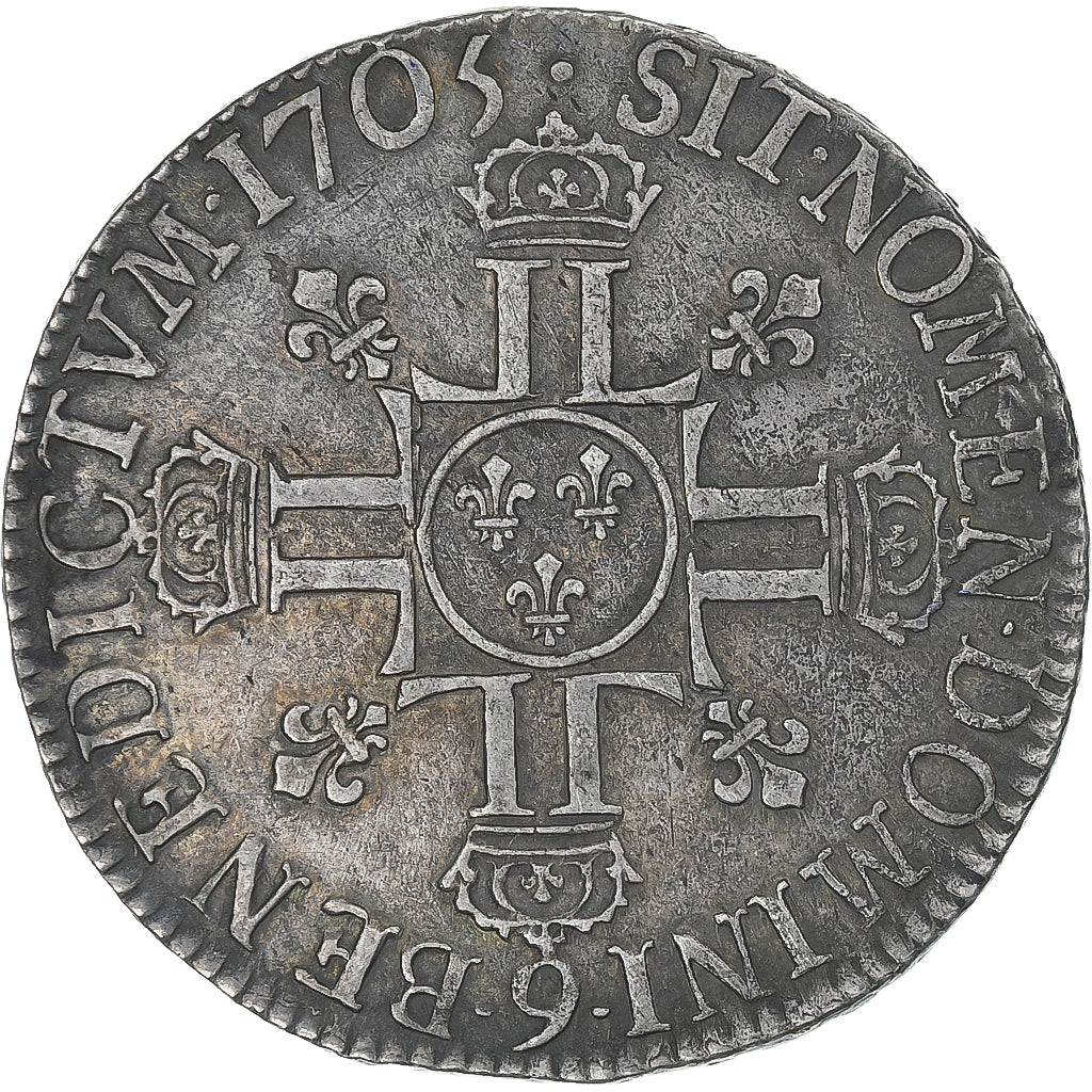 Frankrijk, Louis XIV, Ecu aux 8 L 2e type, 1705, Rennes, Flan neuf, Zilver, ZF+