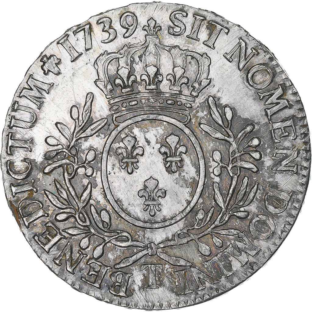 Frankrijk, Louis XV, Ecu aux branches d'olivier, 1739, Nantes, Zilver, ZF+