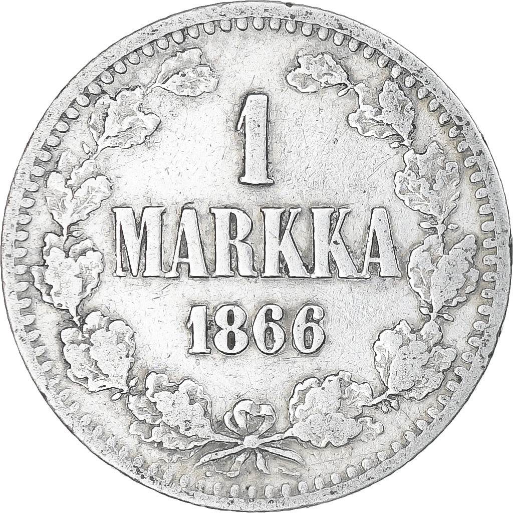 Finlande, Alexander II, Markka, 1866, Helsinki, TB+, Argent, KM:3.1