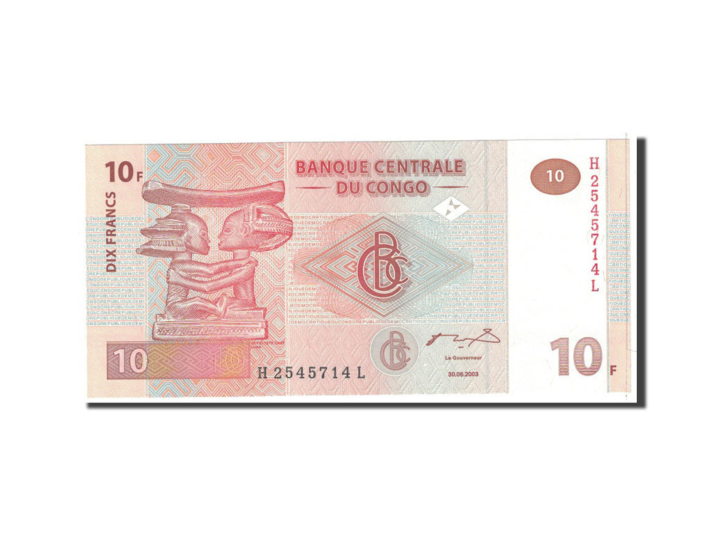 Banknote, Congo Democratic Republic, 10 Francs, 2003, 2003-06-30, KM:93a