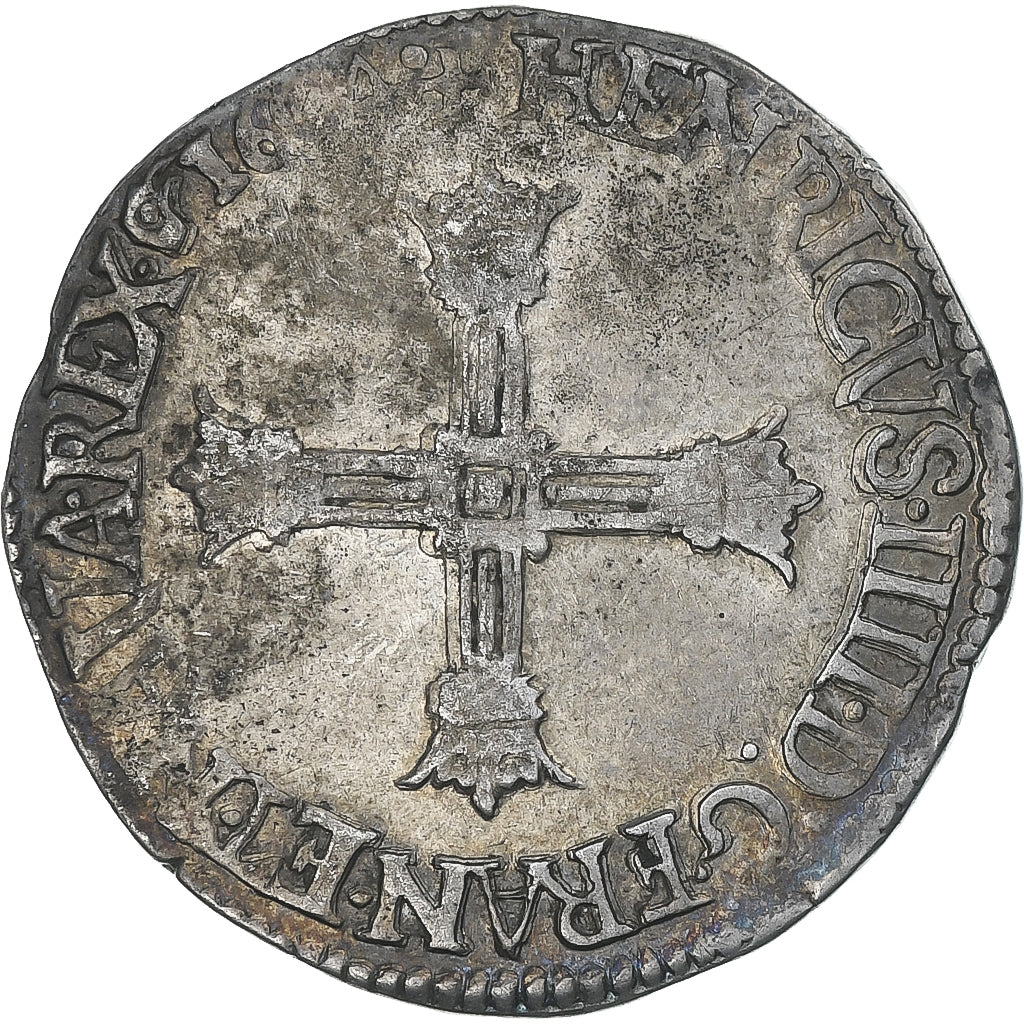 França, Henri IV, 1/4 Ecu, 1604, Saint-Lô, EF(40-45), Prata, Gadoury:596A