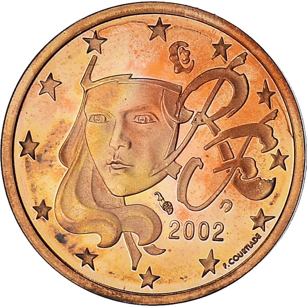 France, 2 Euro Cent, 2002, Paris, Série BE, MS(65-70), Coppered Steel, KM:1283