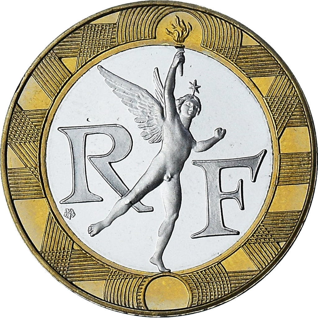 Frankreich, Génie, 10 Francs, 2001, Paris, Série BE, STGL, Bi-Metallic