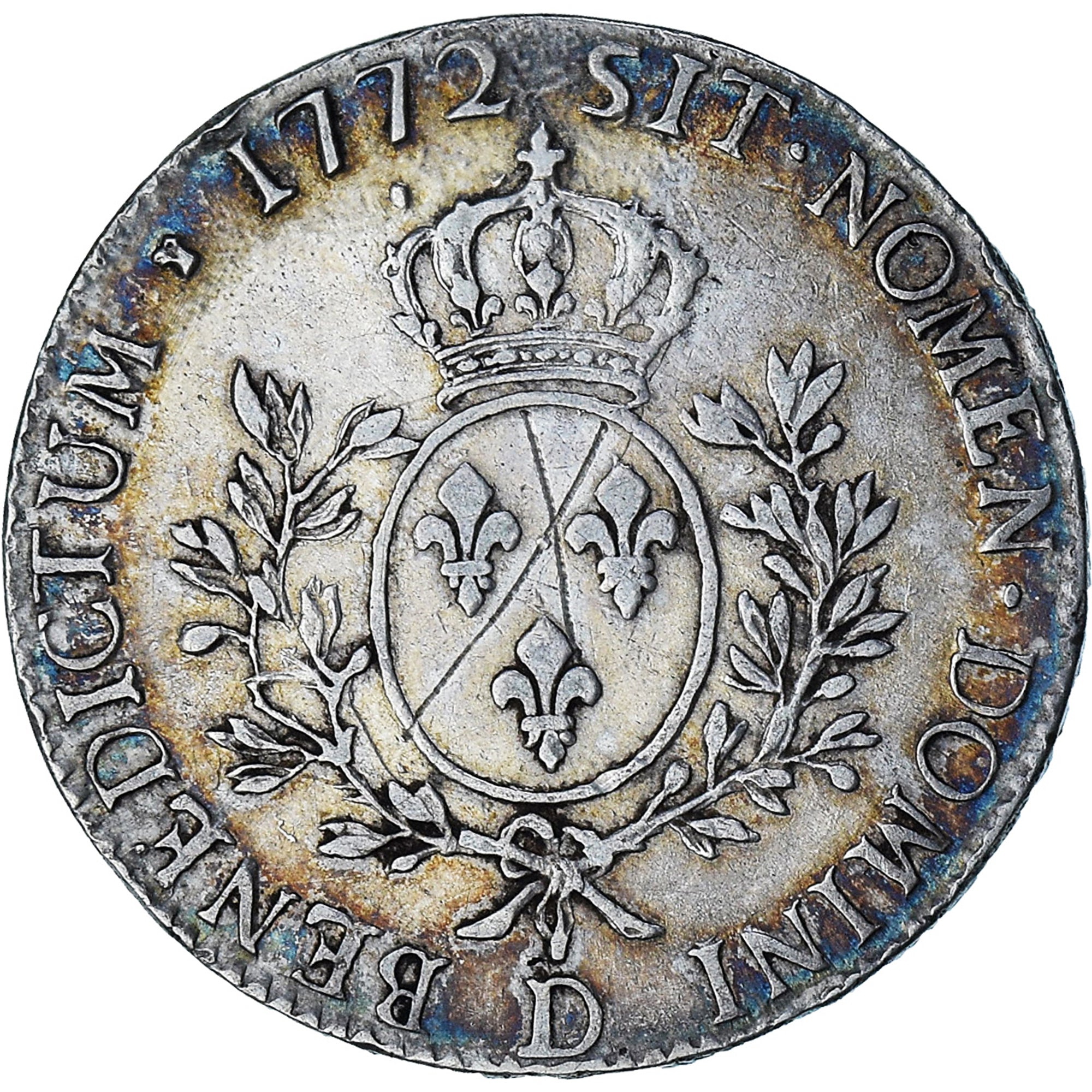 Frankrijk, Louis XV, Écu à la vieille tête, 1772, Lyon, ZF, Zilver
