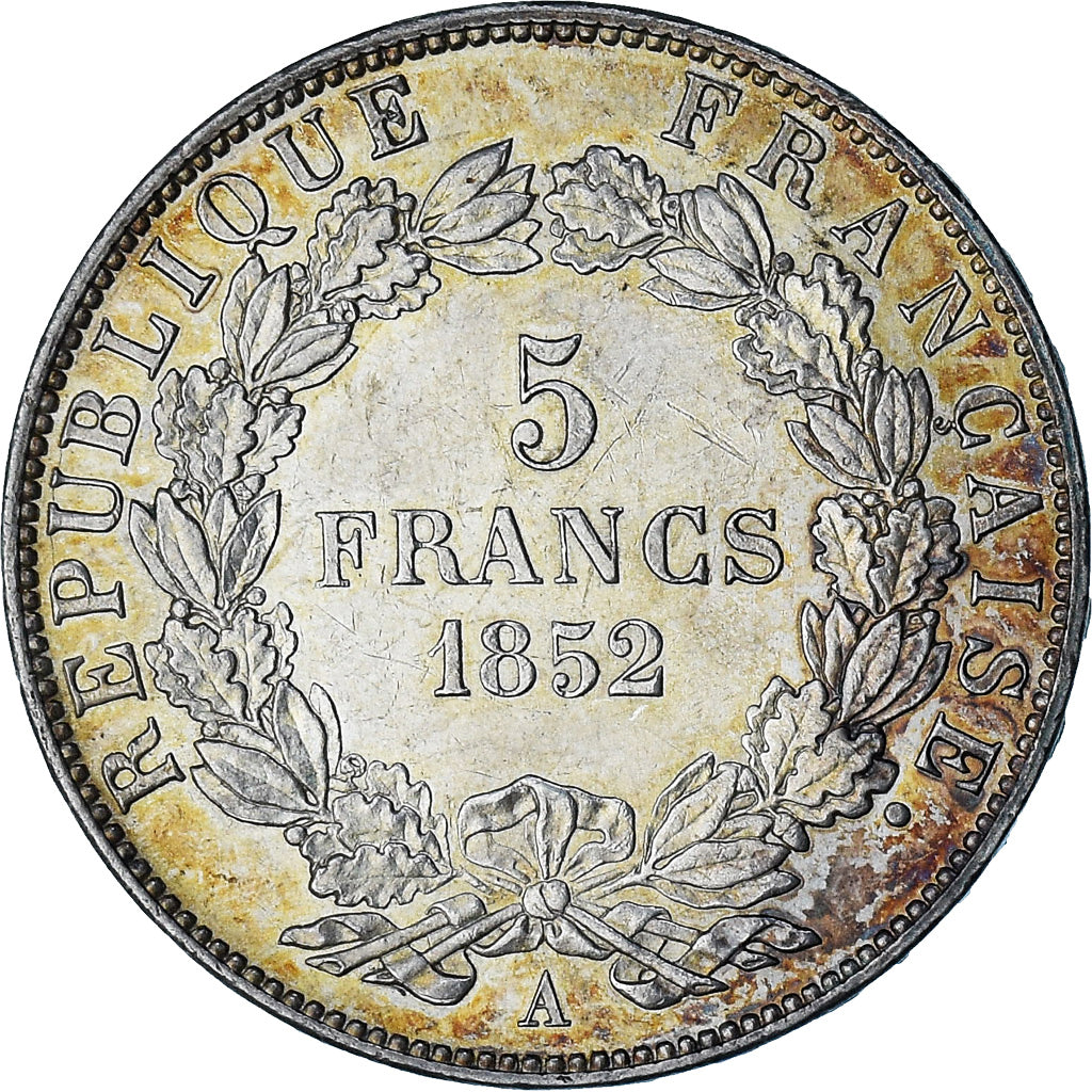 Francia, Napoleon III, 5 Francs, 1852, Paris, SPL, Argento, Gadoury:726