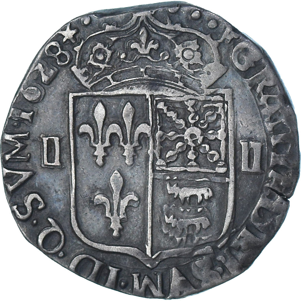 Frankrijk, Louis XIII, 1/4 Ecu de Béarn, 1628, Morlaas, ZF, Zilver, Gadoury:30