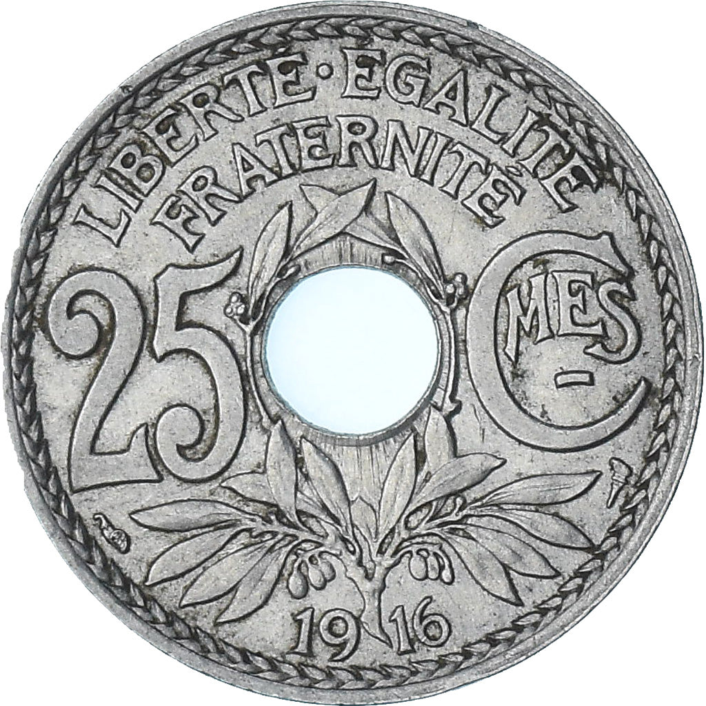 France, Lindauer, 25 Centimes, 1916, Paris, Souligné, SUP, Nickel, Gadoury:379