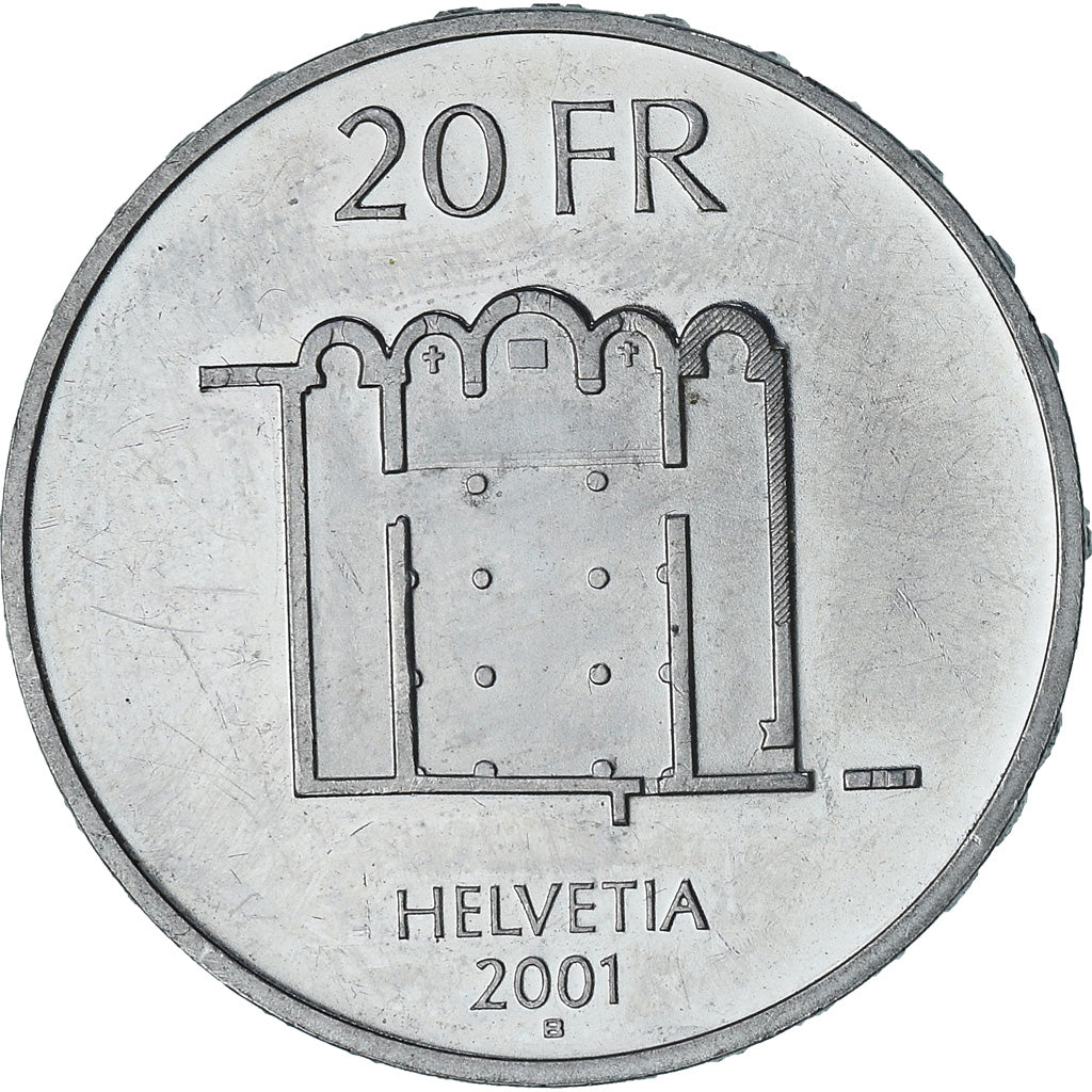 Switzerland, Couvent de Müstair, 20 Francs, 2001, Bern, BE, MS(60-62), Silver