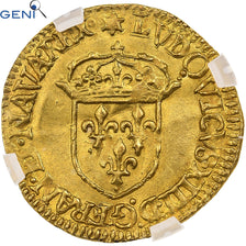 France, Louis XIII, Écu d'or à la croix bâtonnée, 1632, Saint-Lô, Or, GENI