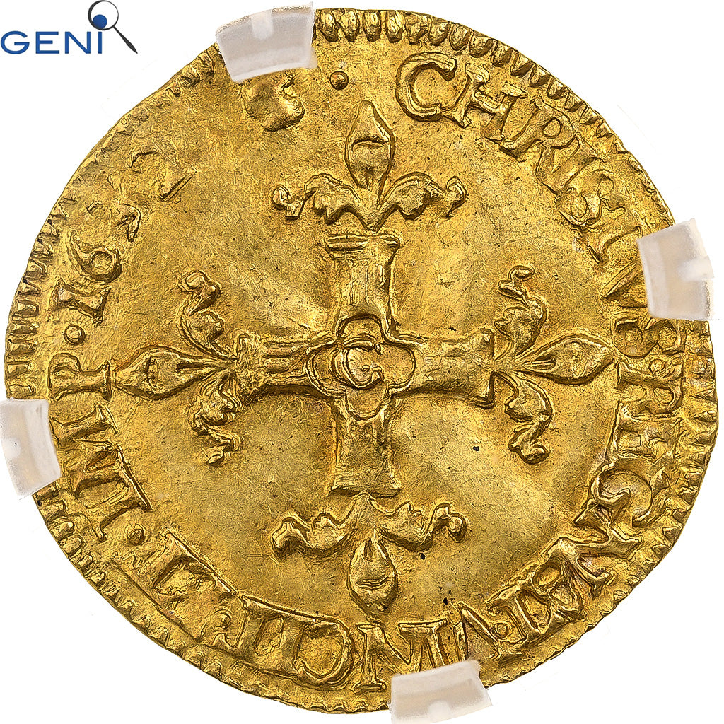 Frankrijk, Louis XIII, Écu d'or à la croix bâtonnée, 1632, Saint-Lô, Goud