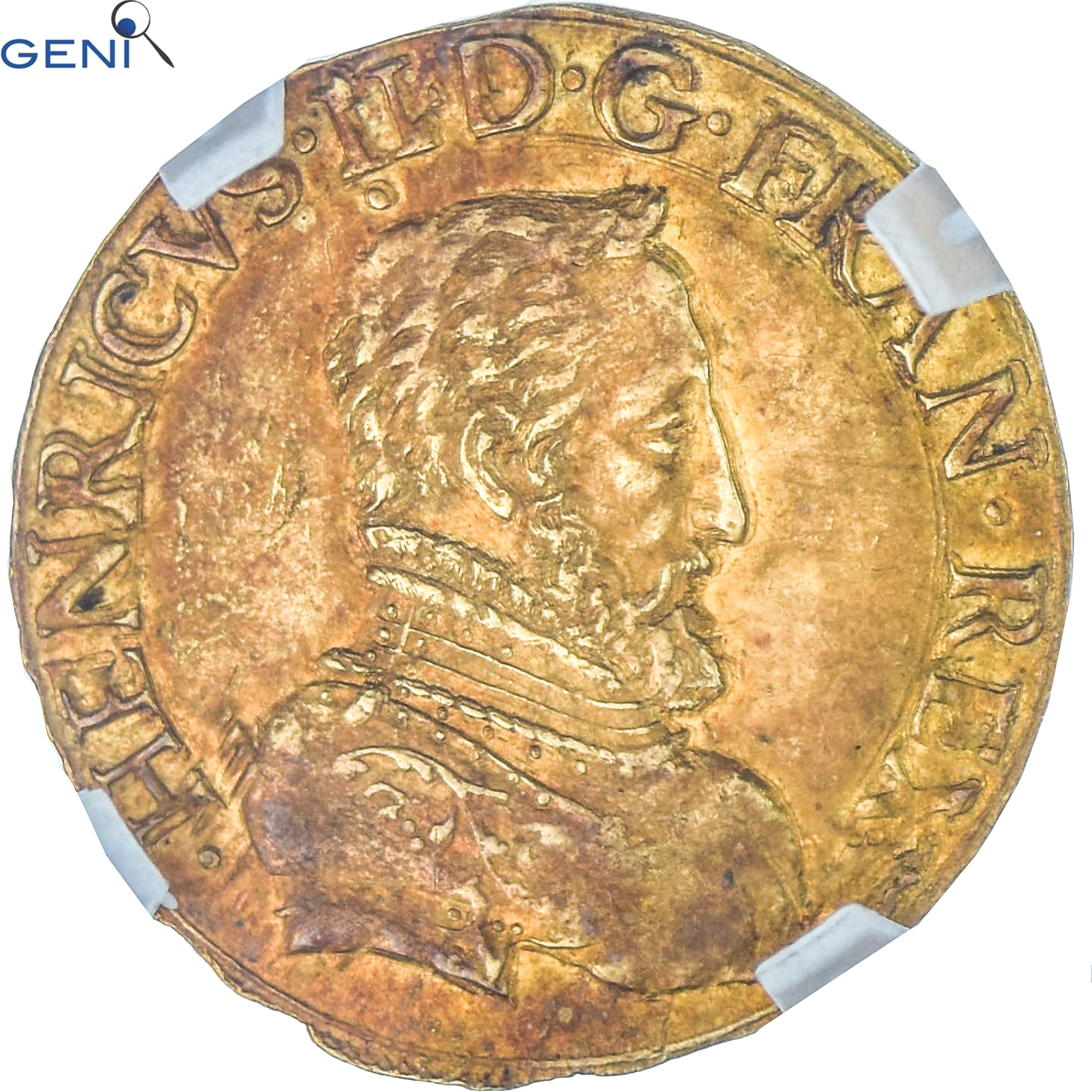 Francja, Henri II, Henri d'or, 1557, La Rochelle, Złoto, GENI