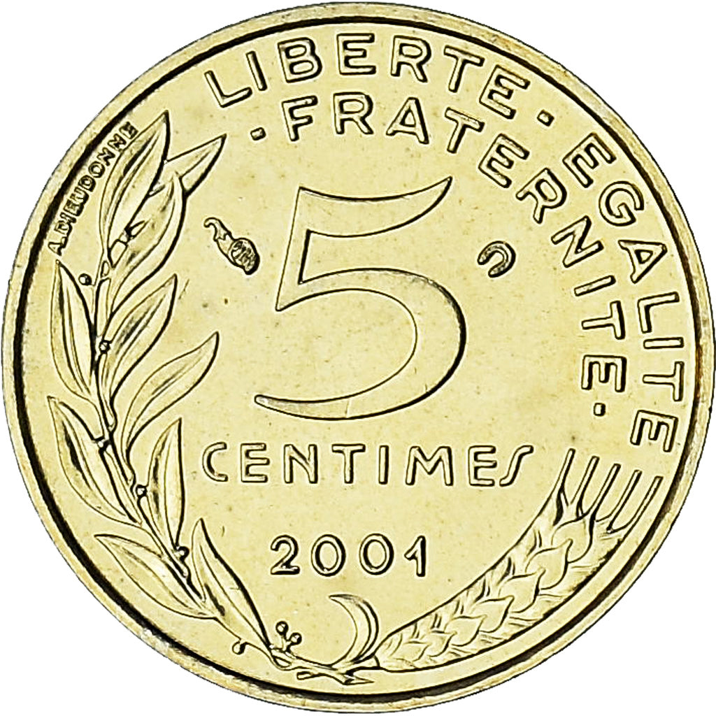 France, Marianne, 5 Centimes, 2001, Paris, Série FDC.BU, MS(65-70)