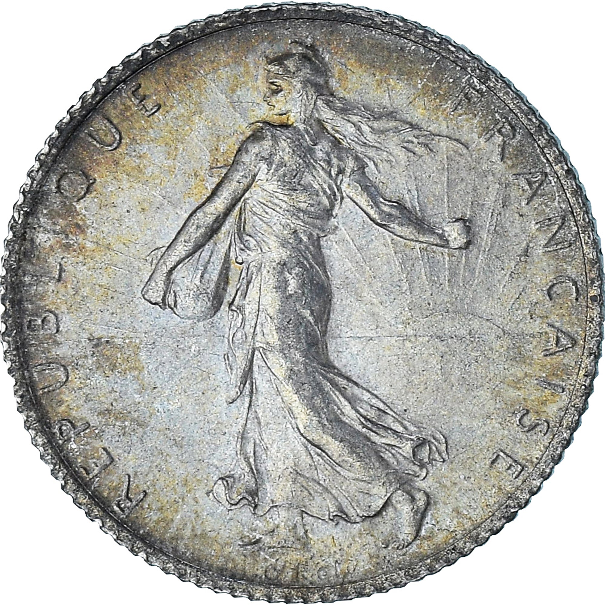 França, Semeuse, 1 Franc, 1913, Paris, AU(55-58), Prata, KM:844.1, Gadoury:467