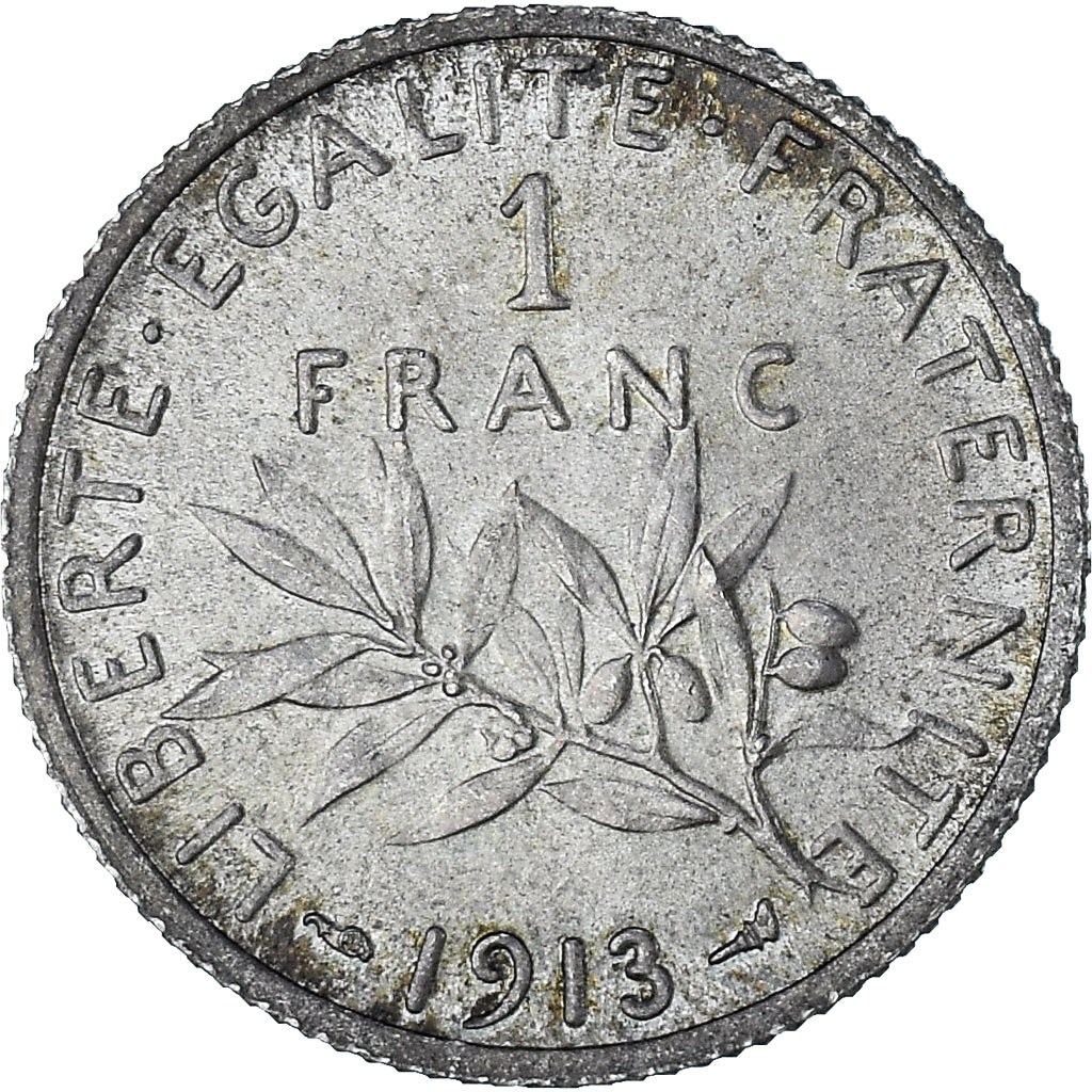 Frankrijk, Semeuse, 1 Franc, 1913, Paris, PR, Zilver, KM:844.1, Gadoury:467