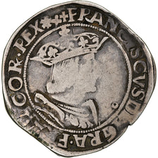 France, François Ier, Teston, Before 1540, Lyon, 10th type, VF(30-35), Silver