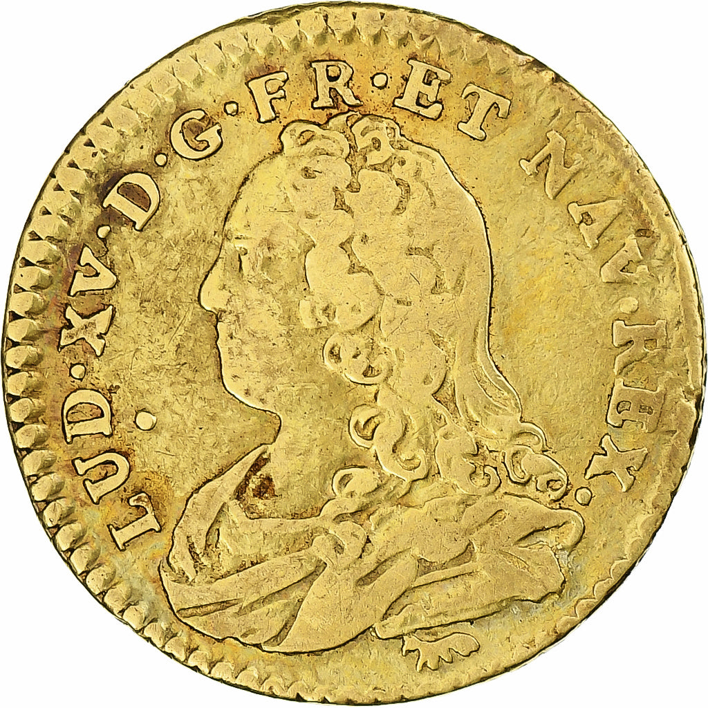 France, Louis XV, 1/2 Louis d'or aux lunettes, 1728, Paris, Gold, VF(30-35)